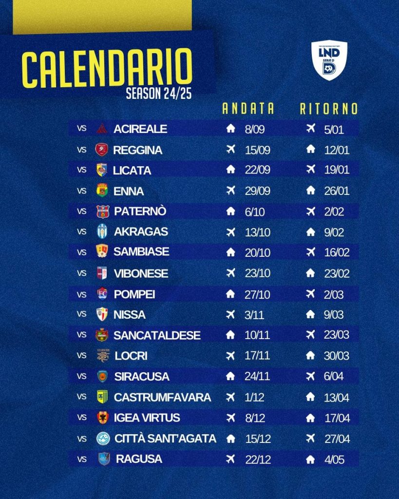 calendario serie d girone i 2024 2025